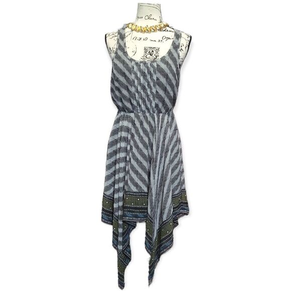 Pleated Front Panel Hankerchief dress With Semi Open Back - Picture 1 of 7